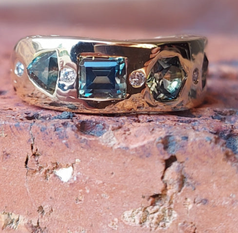 Sapphire and Diamond Gold Band