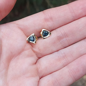 1ct Teal Australian Sapphire 14ct Gold Earrings