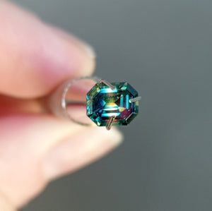 Octagon Gold banded Australian Parti Sapphire Ring in Gold or Silver
