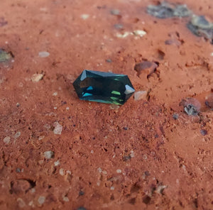 1.2ct Hex cut teal Australian parti sapphire gold solitaire ring