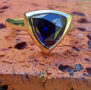 1.65ct Australian Trillion Blue Sapphire 9ct Yellow Gold Ring