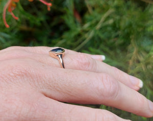 *RESERVED * 1.5ct Blue Australian Shield Cut Sapphire 9ct Rose Gold Ring