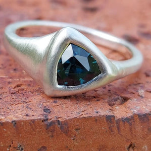 1.65ct Australian Trillion Sapphire Sterling Silver Ring